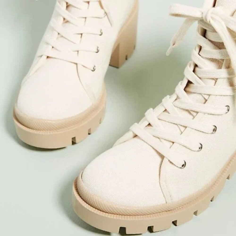 Anthropologie Justine Canvas Lace-Up Boots - Picture 7 of 9